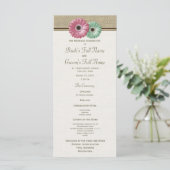 Rosa und grüne Gerbera-Daisy-Hochzeitsprogramm Programm (Stehend Vorderseite)