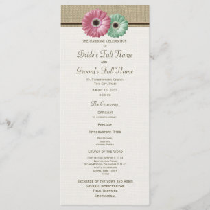 Rosa und grüne Gerbera Daisy Wedding Programm