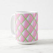 Rosa und grüne gesteppte Diamanten Kaffeetasse (Vorderseite Links)