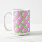 Rosa und grüne gesteppte Diamanten Kaffeetasse (Links)