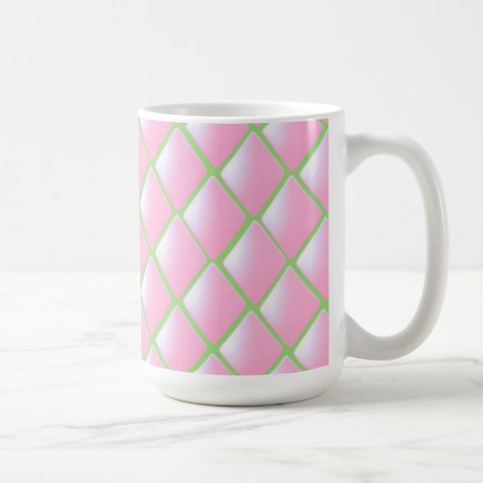 Rosa und grüne gesteppte Diamanten Kaffeetasse (Rechts)