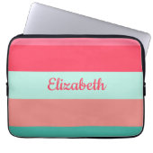 rosa und grüne gestrichelte Monogramm-Gehäuse Laptopschutzhülle (Vorderseite)