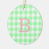 Rosa und grüne Gingham Monogram Keramik Ornament (Links)
