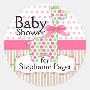Rosa und grüne Giraffe Girl-Babydusche Runder Aufkleber