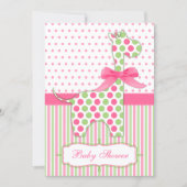 Rosa und grüne Giraffe Kinderdusche Einladung (Vorderseite)