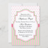 Rosa und grüne Giraffe Kinderdusche Einladung (Rückseite)