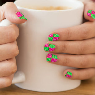 Rosa und grüne Glasmosaike Minx Nagelkunst