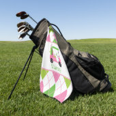 Rosa und grüne Golf Cart Mongram Golf Handtuch (Gras)