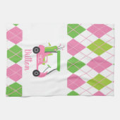 Rosa und grüne Golf Monogram Küchentücher (Horizontal)