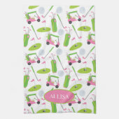 Rosa und grüne Golf Personalisiert Geschirrtuch (Vertikal)