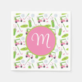 Rosa und grüne Golf Personalisiert Mit Monogramm Serviette (Vorderseite)