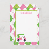 Rosa und grüne Golf Personalisierte Mitteilungskar Dankeskarte (Vorne/Hinten)