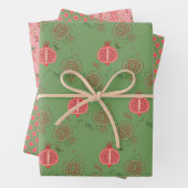 Rosa und grüne Granatäpfel Geschenkpapier Set (Beispiel)
