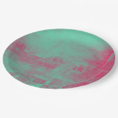 Rosa und grüne Grunge Abstrakt gestrichen Pappteller (Schrägansicht)