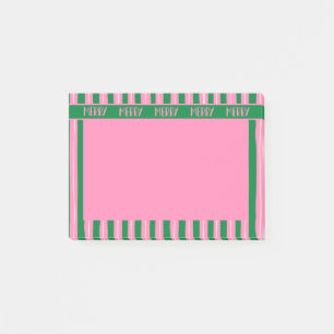 Rosa und grüne Hand gezeichnete gestreifte Fröhlic Post-it Klebezettel