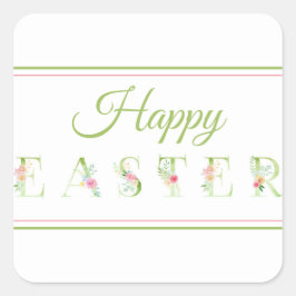 Rosa und grüne Happy Oaster Square Sticker