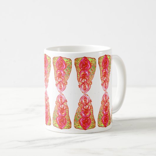 Rosa und grüne Herzen Kaffeetasse (VorderseiteRechts)