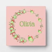 Rosa und grüne Herzen und Schmetterlingswischtable Fotoplatte (Vorderseite)