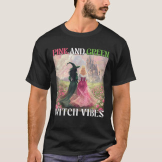 Rosa und grüne Hexenvibes Halloween Hexen Frauen T-Shirt