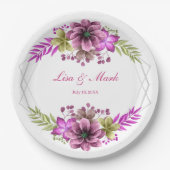 Rosa und grüne Hochzeit der Flora Pappteller (Vorderseite)