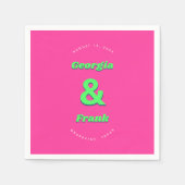 Rosa und grüne Hochzeit oder Engagement Party Serviette (Vorderseite)