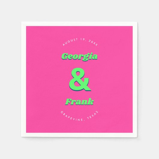 Rosa und grüne Hochzeit oder Engagement Party Serviette (Vorderseite)