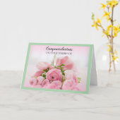 Rosa und grüne Hochzeits-Glückwunsch-Karte Karte (Gelbe Blume)