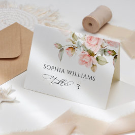 Rosa und grüne Hochzeitsfeier Platzkarte Tischnummer