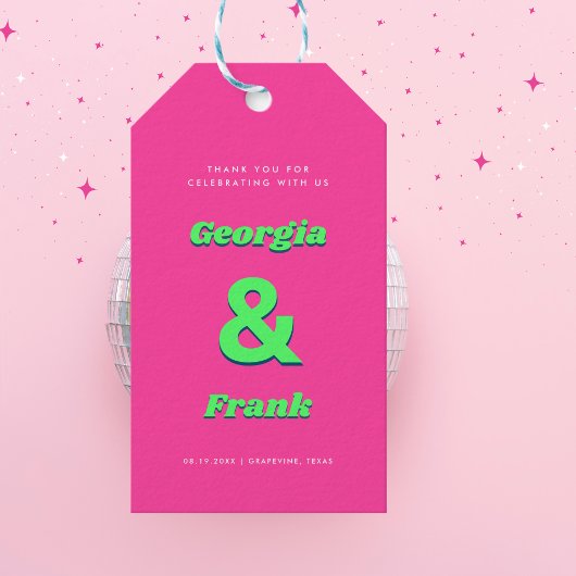 Rosa und grüne Hochzeitspartei oder Engagement Geschenkanhänger
