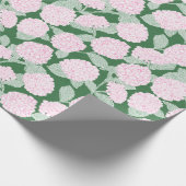Rosa und grüne Hortensien-Blumen Geschenkpapier (Ecke)