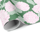 Rosa und grüne Hortensien-Blumen Geschenkpapier (Rolleneckpunkt)