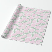 Rosa und grüne Hortensien-Blumen Geschenkpapier (Ungerollt)