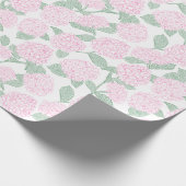 Rosa und grüne Hortensien-Blumen Geschenkpapier (Ecke)
