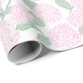 Rosa und grüne Hortensien-Blumen Geschenkpapier (Rolleneckpunkt)