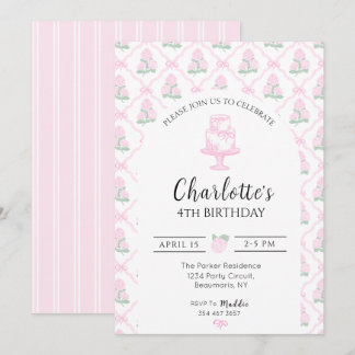 Rosa und grüne Hortensien-Spalier mit Schleifen Einladung