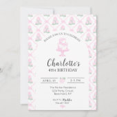 Rosa und grüne Hortensien-Terrasse mit Schleifen Einladung (Vorderseite)