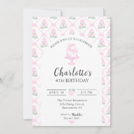 Rosa und grüne Hortensien-Terrasse mit Schleifen Einladung