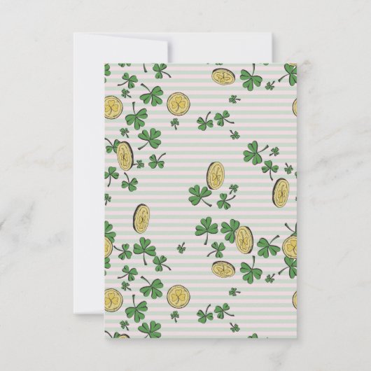 Rosa und grüne irische Kleeblätter und Münzen Gebu Dankeskarte (Rückseite)
