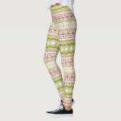 Rosa und grüne Kaleidoskop Streifen Leggings (Links)