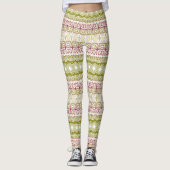 Rosa und grüne Kaleidoskop Streifen Leggings (Vorderseite)