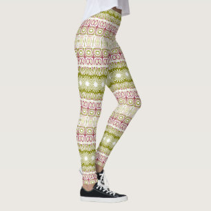 Rosa und grüne Kaleidoskop Streifen Leggings