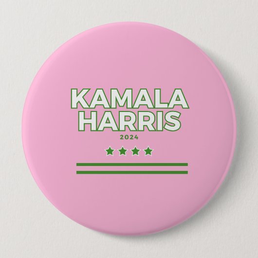 Rosa und grüne Kamala Harris Button (Vorderseite)
