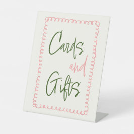 Rosa und grüne Karten und Tafelschild Sockelschild