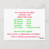 Rosa und grüne Katze und Hunde Sitzen Postkarte (Rückseite)