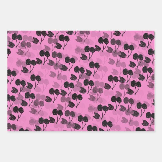 Rosa und grüne Kirschen Geschenkpapier Set (Vorderseite 2)