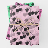 Rosa und grüne Kirschen Geschenkpapier Set (Beispiel)