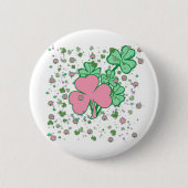 Rosa und grüne Kleeblätter Button (Vorderseite)