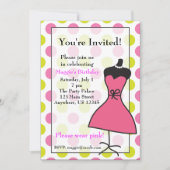 Rosa und grüne Kleidung Form Einladungen (Vorderseite)