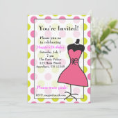 Rosa und grüne Kleidung Form Einladungen (Stehend Vorderseite)