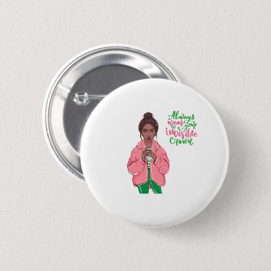 Rosa und grüne Königin Button (Vorne & Hinten)